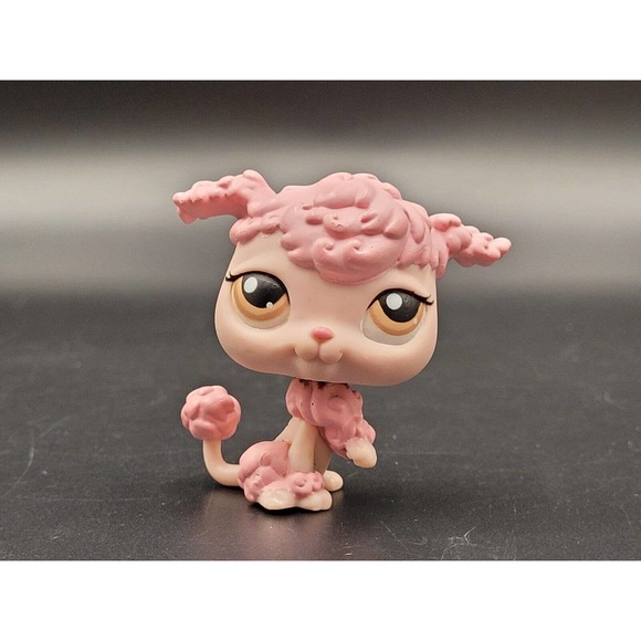 Littlest Pet Shop LPS Pink French Poodle Hasbro Dog Figure Brown Eyes - Picture 1 of 10